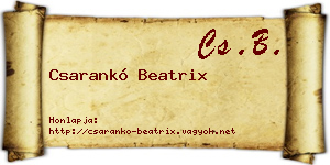 Csarankó Beatrix névjegykártya