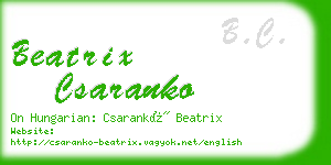 beatrix csaranko business card